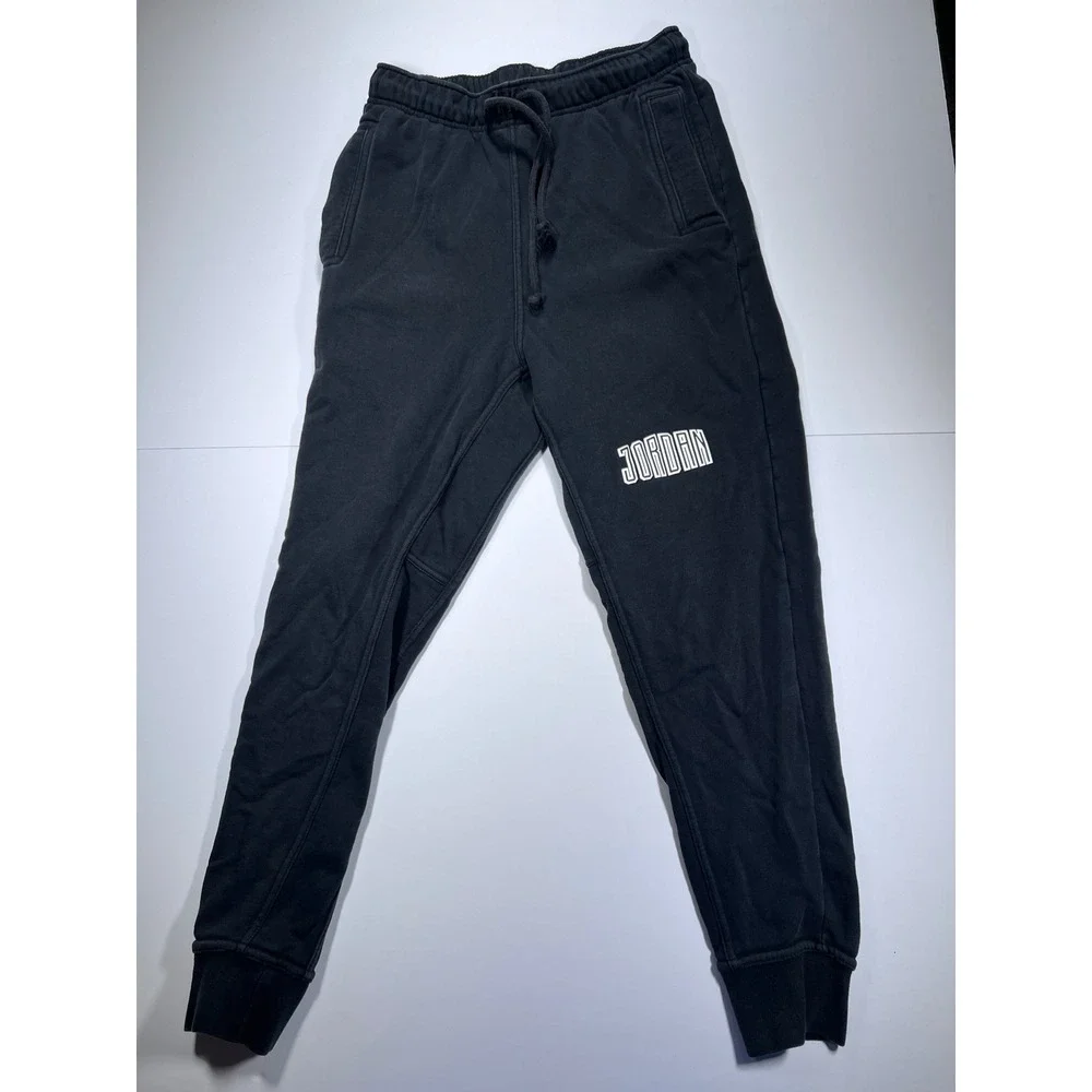 Jordan Sweatpants Mens Small Black Graphic Jumpman Fleece Joggers Pockets